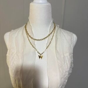 Gold‎ Butterfly Necklace 14K Gold Plated